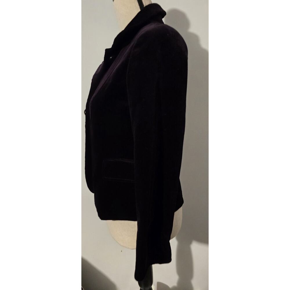 Vintage Women's J. Crew Dark Purple Velveteen Blazer Single Breasted Sz 2P - Picture 4 of 10
